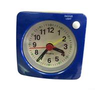 Pumixiy Sveglia al quarzo portatile dal design quadrato con funzionamento silenzioso e luce integrata, mini orologio da scrivania da viaggio adatto per uso comodino (blu)
