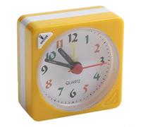 Pumixiy Sveglia quadrata compatta per viaggi e casa, decorazione orologio da comodino, plastica, giallo