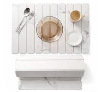 Pumixiy Tappetino scolapiatti in terra di diatomee, 40 x 30 cm, resistente al calore, assorbente per tazze, piatti, utensili, grande organizer pieghevole per bancone della cucina (B)