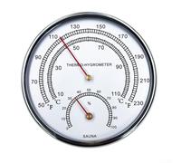 Pumixiy Termometro e igrometro per sauna 2 in 1, grande bordo argentato per temperature 10-110 °C e umidità 0-100%, struttura in lega per bagni turchi, hotel, case e spa