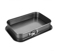 Pumixiy Tortiera rettangolare antiaderente in acciaio al carbonio con fondo rimovibile professionale teglia da forno per cheesecake, tiramisù, mousse, pizza, casa, cucina, 28 x 18 x 6,5 cm
