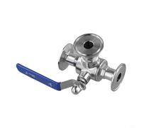 Pumixiy Valvola a sfera sanitaria a 3 vie, tri valvola a T del morsetto dell'acciaio inossidabile per le industrie biotecnologiche, della bevanda e dell'approvvigionamento idrico (A)