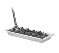 Pumixiy Vassoio per cubetti di ghiaccio in acciaio con 18 scomparti per cucina, bar, congelatore, riutilizzabile, impilabile, stampo per cocktail, bevande, whisky, feste in casa