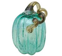 Pumpa di vetro Pumpkin trasparente blu Ringraziamento Figurine di zucca con stelo in piedi 4.3x5,9 in decorazione di zucca in vetro soffiato a soffiata per il raccolto autunnale, Halloween