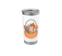 Pumpkin Book Basket Autumn Reading Fall Leaves Bookworm Bicchiere termico in acciaio inox doppia parete