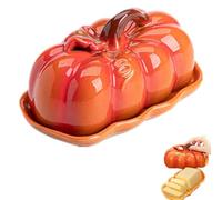 Pumpkin Butter Dish With Lid, Ceramic Halloween Butter Dish,Snack Plate/Cheese Board,Decor Dinnerware for Halloween Thanksgiving Pumpkin Party