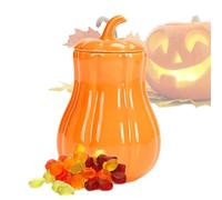 Pumpkin Candy Jar | Halloween Container For Nuts | Ceramic Sealing Bowl For Loose Tea, Dried Fruits, Spices | Decorative Storage Jar For Kitchen, Bedroom, Living Room, Fall & Halloween Decor