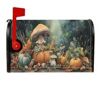 Pumpkin - Coperture magnetiche per cassetta delle lettere, autunnali, rustiche, con foglie di fungo, arancione, decorazione per la casa e il giardino, 45 x 53 cm