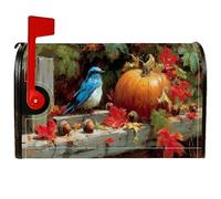 Pumpkin - Coperture magnetiche per cassetta delle lettere, autunnali rustiche con foglie rosse e arancioni, per decorazione del prato, 53 x 64 cm