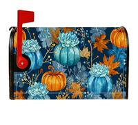 Pumpkin - Coperture magnetiche per cassetta delle lettere, autunnali, rustiche, foglie grasse, colore blu navy, decorazioni per casa e giardino, 45,7 x 53,3 cm