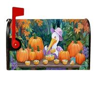 Pumpkin - Coperture magnetiche per cassetta postale, autunnale, con cicogna e cupcake, colore arancione, per decorazione del prato, 53 x 64 cm