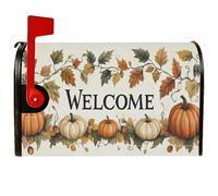 Pumpkin - Coperture magnetiche per cassetta postale, autunnali, foglie rustiche, foglie di vite, arancione, decorazione per prato, 45,7 x 53,3 cm