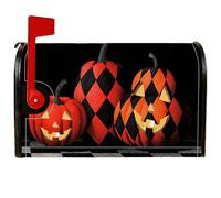 Pumpkin - Coperture magnetiche per cassetta postale, motivo arlecchino per Halloween, colore nero, arancione, protezione per la decorazione del prato, 53 x 64 cm