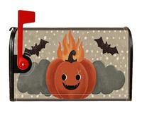 Pumpkin - Coperture magnetiche per cassetta postale, motivo: pipistrelli e fiamme, per Halloween, decorazione per esterni, 45 x 53 cm