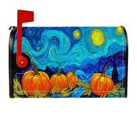 Pumpkin - Coperture magnetiche per cassette postali, autunnali, artistiche, con stelle di grano, arancione, per esterni, decorazione da cortile, 53 x 64 cm