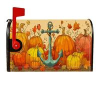Pumpkin - Coperture magnetiche per cassette postali, autunnali, con ancore rustiche, foglie autunnali, copertura per cassetta postale arancione, decorazione da giardino per esterni, 45,7 x 53,3 cm