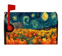 Pumpkin Coperture magnetiche per cassette postali, autunnali, rustiche, con stelle autunnali, arancioni, per esterni, giardino, cortile, decorazione da 53 x 65,5 cm