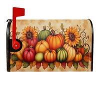 Pumpkin - Coperture magnetiche per cassette postali, autunnali, rustiche, foglie di girasole, arancione, decorazione per esterni, giardino, cortile, 53 x 64 cm