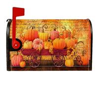 Pumpkin Coperture magnetiche per cassette postali, autunnali rustiche foglie di vagone autunnali arancioni copertura per cassetta postale per esterni, giardino, cortile, decorazione 53 x 64 cm