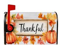 Pumpkin - Coperture magnetiche per cassette postali, con foglie rustiche, cornice in legno, arancione, per esterni, decorazione per prato, 45 x 53 cm