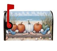 Pumpkin Coperture magnetiche per cassette postali, conchiglie autunnali costiere sabbia autunno arancione protezione per cassetta postale per esterni decorazione cortile 53 x 64 cm