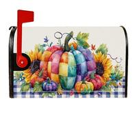 Pumpkin - Coperture magnetiche per cassette postali, decorazione autunnale rustica con foglie di girasole arancioni, per la decorazione del portico anteriore, 53 x 64 cm