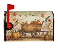 Pumpkin - Coperture magnetiche per cassette postali, decorazione per porta d'ingresso, motivo foglie di vagone autunnali, colore arancione, 45,7 x 53,7 cm