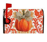Pumpkin - Coperture magnetiche per cassette postali, motivo floreale autunnale rustico, con fiocco arancione, protezione per la decorazione del cortile, 53 x 64 cm