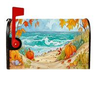 Pumpkin - Coperture magnetiche per cassette postali, motivo foglie autunnali dell'oceano costiero autunnale, copertura stagionale per cassetta postale per esterni, decorazione da giardino, 45,7 x 53,3