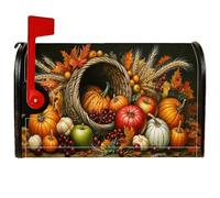 Pumpkin - Coperture magnetiche per cassette postali, per il Ringraziamento, rustiche foglie di cornucopia autunnali, copertura per cassetta postale arancione, decorazione da giardino per esterni, 45 x