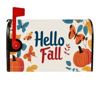 Pumpkin - Coperture magnetiche per cassette postali, rustiche, festive, con foglie e farfalle, colore arancione, decorazione per portico anteriore, 45,7 x 53,7 cm