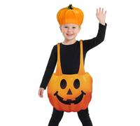 Pumpkin Costume - Cute Plush Cosplay Overall with Matching Hat, Soft Breath | Cosplay Costume for Home School Holiday Party Festival Carnival Masquerade Performance