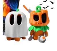 Pumpkin Decorations, 2 Pieces Figurines, 2.36x2.87in Movable Ghost Toys, 3d Printed Design, Authentic Lightweight Material for Bedroom, Living Room, Cabinet, Tabletop, Bookshelf, Entryway, Workplace