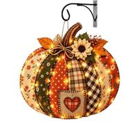 Pumpkin Door Hanger, Light Up Autumn Harvest Pumpkin Wreath Decor