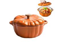 Pumpkin Dutch Oven - Enamel Cast Iron Pot | Multipurpose Soup Stew Casserol | 6.3x4.72x3.15 Inch Size, Non-Stick Coated Interior, Festive Table Accent, Induction Compatible, For Cooking, Baking, Hallowee