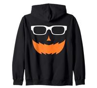Pumpkin Face Spooky Jack O Lanterna con Occhiali da Sole Halloween Felpa con Cappuccio