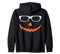 Pumpkin Face Spooky Jack O Lanterna con Occhiali da Sole Halloween Felpa con Cappuccio