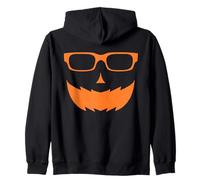 Pumpkin Face Spooky Jack O Lanterna con Occhiali da Sole Halloween Felpa con Cappuccio