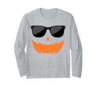 Pumpkin Face Spooky Jack O Lanterna con Occhiali da Sole Halloween Maglia a Manica