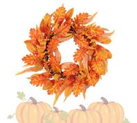 Pumpkin Fall Wreath - Handmade Autumn Maple Leaf Door Decor