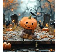 Pumpkin Fisherman Figurine-Un tocco bizzarro di divertimento di Halloween, Pumpkin Spaventapasseri Statua Decorativa che tiene una canna da pesca, Decorazione della statua interna e all'aperto