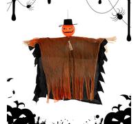 Pumpkin Ghost, Halloween Scarecrow, 19.69x17.72 Inches Spooky Yard Sign, Rotatable Head Decoration, Bendable Poseable Arms, for Wall Fence Ceiling Tree Window Lawn Porch Garden Indoor Outdoor Display