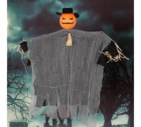 Pumpkin Ghost, Outdoor Halloween Decor, Scarecrow with Rotatable Head and Bendable Arms for Indoor Yard Tree Lawn Usage, Halloween Wall Fence Ceiling Window Porch Garden Setup, 19,69 x 17,72 pollici