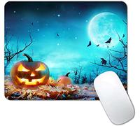 Pumpkin Glowing At Moonlight in The Spooky Thicket Tappetini Mouse Soffice Tappetini per Il Mouse Base in Gomma Mousemat per Pc Laptop Ufficio 25X30Cm