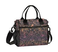 Pumpkin Happy Halloween - Borsa per il pranzo ecologica, grande, isolata, con tracolla, per lavoro, adulti e scuola