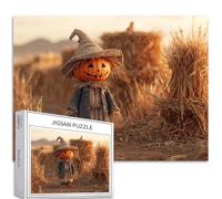 Pumpkin Head Kid Puzzle da 1000 pezzi per adulti Crepuscolo Paglia Pile Scene Art Puzzle colorato fai da te per la decorazione della casa Regali Puzzle Famiglia Perfetto per le Notti di Gioco 70 × 50