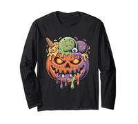 Pumpkin Ice Cream Monster Halloween Donne Uomini Maglia a Manica