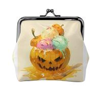 Pumpkin Ice Cream - Piccolo portamonete da donna, rettangolare, con chiusura a bacio, tascabile, mini portamonete da donna