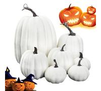 Pumpkin in schiuma artificiale vegetabile, 7 pezzi Halloween Holiday Decor, Realistic Fake Gourds, Rustic Fall Display for Tabletop, Harvest Centerpiece, Party Embellishment, Seasonal Decoration