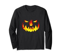Pumpkin Jack O Lantern Fire Face Halloween Uomini Ragazzi Bambini Maglia a Manica